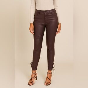 Anthropologie Pilcro Coated Skinny Pants Women’s 32 Burgundy Stretch